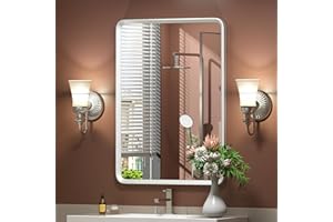GOLOMO 20x30 Inch Silver Framed Mirror, Silver Bathroom Vanity Mirror for Wall, Brushed Nickel, Rounded Rectangle Mirror, Shatterproof, Anti-Rust (Horizontal/Vertical)