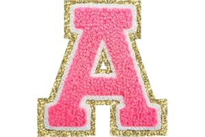 3Pcs Letter Patches Varsity Glitters Chenille,SPRT Iron on Rose Red Letter Patch,Alphabet Cloth Patch for Team Costume Decoration 3.1in Height A (3 Pieces)