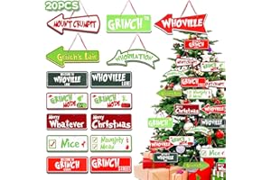 NELTONY Grinch Christmas Decorations 20Pcs, Xmas Grinch Ornaments for Christmas Tree, Grinch Christmas Tree Ornaments Grinch Decor for Home Indoors Party Holiday Favor Supplies