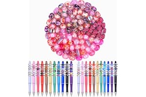 AIPRIDY 130 Pieces Large Hole Fairy Wand Garden Beads, Assorted European Craft Beads Mixed Color Lampwork Spacer Beads,European Large Hole Beads for DIY Jewelry Making Supplies (Rose red)