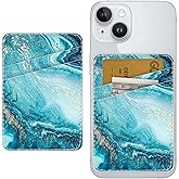 TIHYWR Leather Phone Wallet Stick on ,Card Holder for Phone Case,Credit Card Back Paste Wallet,Suitable for iPhone, Samsung, Android and Most Smart Phones,Oceans