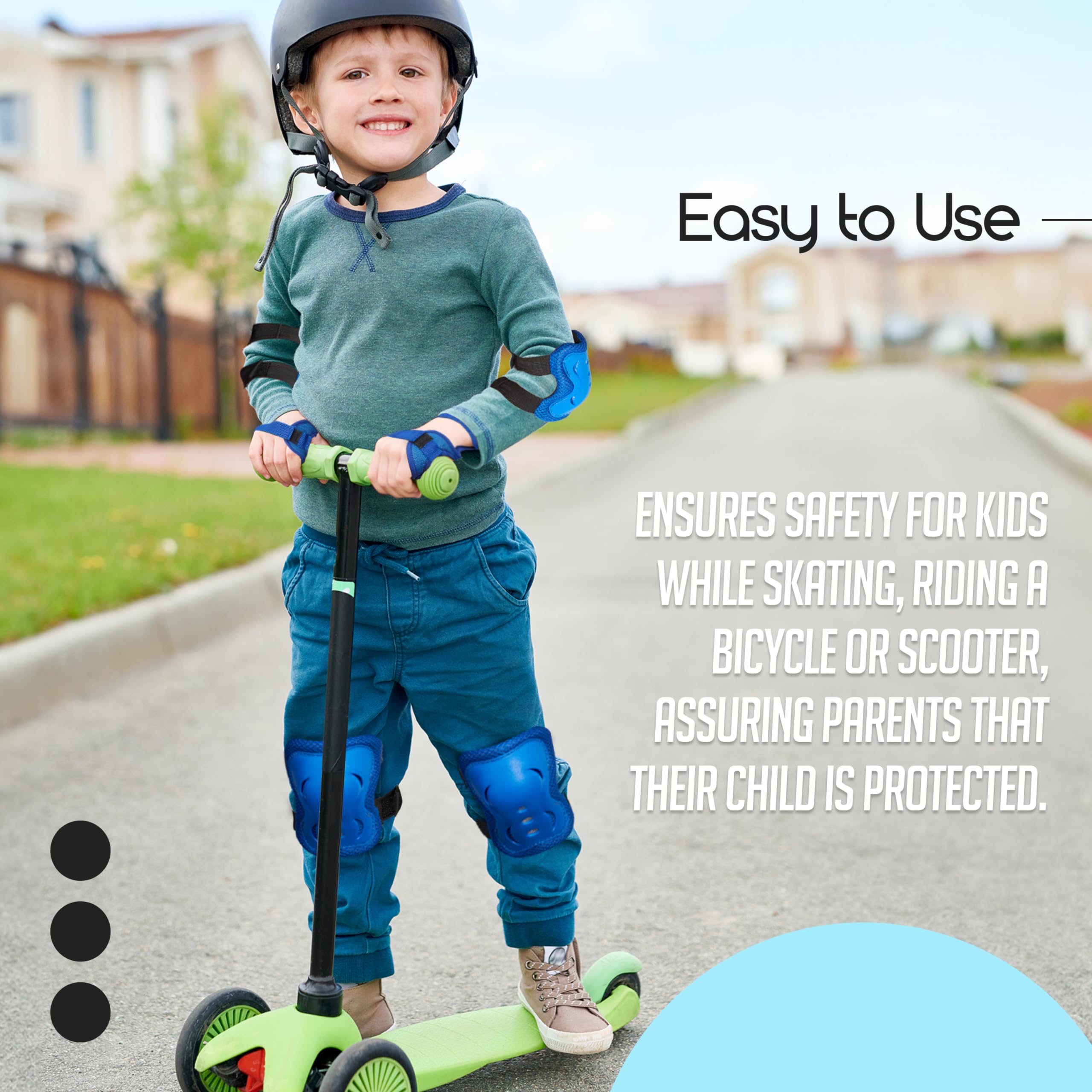 banana bike Rollerblade Pads for Kids - Knee Pads, Elbow Pads, Wrist Guards - Knee Pads for Kids - Protective Gear for Outdoor Activities (Medium, Blue)
