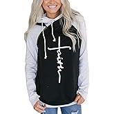 AELSON Women's Faith Print Hoodies Shirt Female Mama Bear casual Sweatshirts Tops Cute