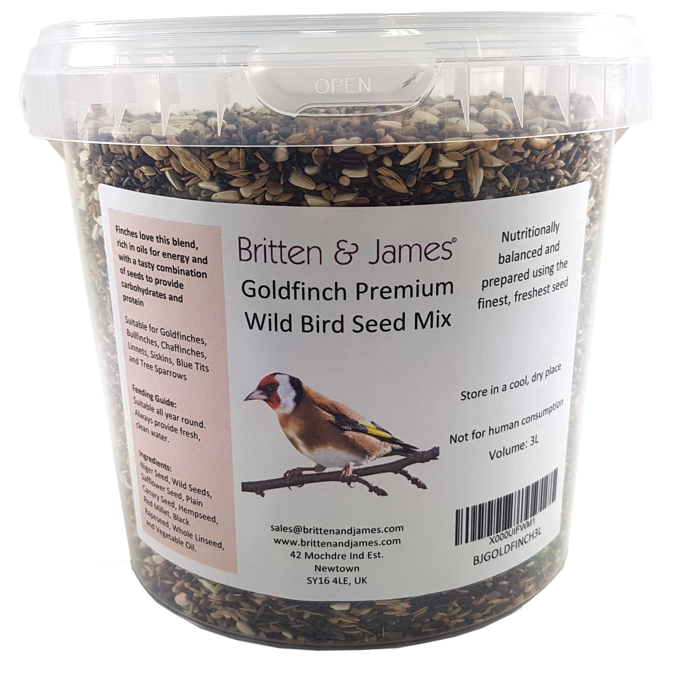Britten & James Premium Goldfinch Food in a Stay Fresh 3L Tub (2kg)