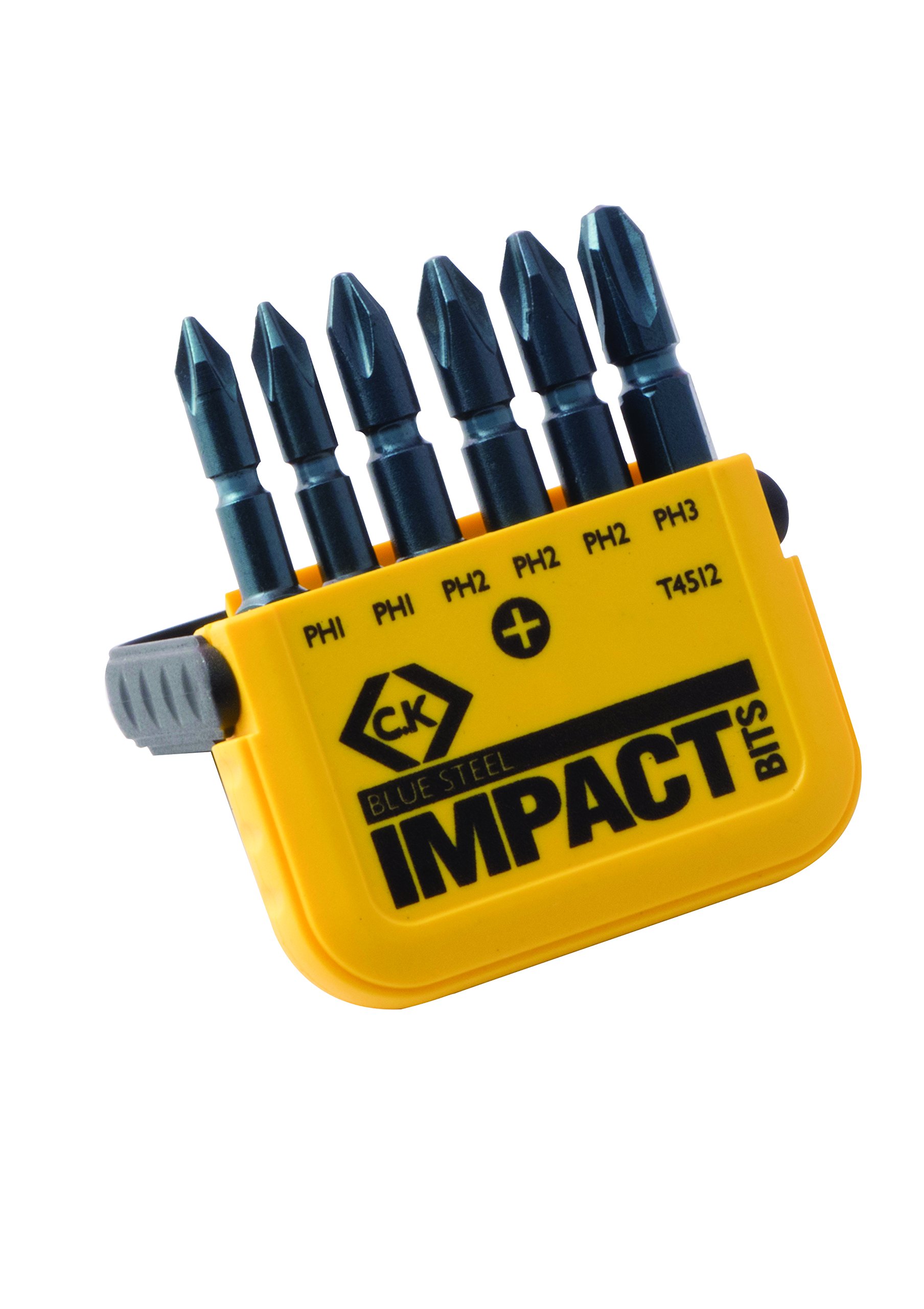C.K T4512 "Blue Steel" PH Impact Screwdriver Bit, 0 V, Black, Set of 6 Piece