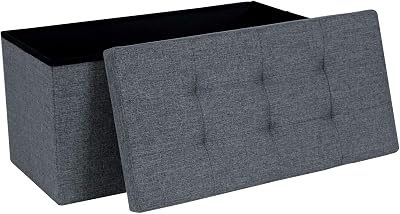 Dripex Folding Linen Storage Ottoman 80L Dark Gray 76x38x38 cm