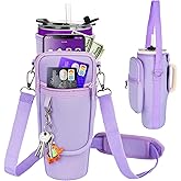 LEFOR·Z Water Bottle Carrier Bag with Phone Pocket Compatible with Stanley/Meoky 40 oz Tumbler with Handle,Water Bottle Holder Pouch with Adjustable Strap Compatible with Stanley Cup Accessories