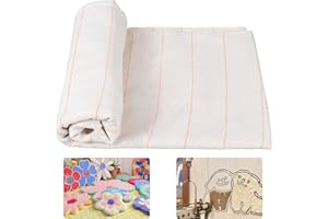 CHELOMENT 27" x 19" Overlocking Monks Cloth for Punch Needle Rug Tufting Fabric with Marked Lines, Punch Needle Fabric for Gun Rug Tufting and Embroidery,White Punch Needle & Tufting Cloth