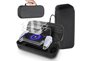 NUBYYA Playstation Portal Case,5 in 1 Playstation Portal Accessories Includes 1 Playstation Portal Carrying Case,3 Playstation Portal Screen Protector and 1 Silicone Protective Cover Case (Black)