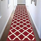 SHACOS Hallway Runner Rug 2x8 ft Washable Christmas Kitchen Runner Rugs Non Slip Rubber Backing Rug Runner Entryway Runner Laundry Room Floor Mat Trellis Carpet Runners, Red