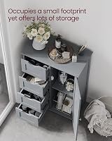 VASAGLE Bathroom Floor Storage Cabinet 4 Drawers 1 Door Mystic Grey LHC041P36 view 3