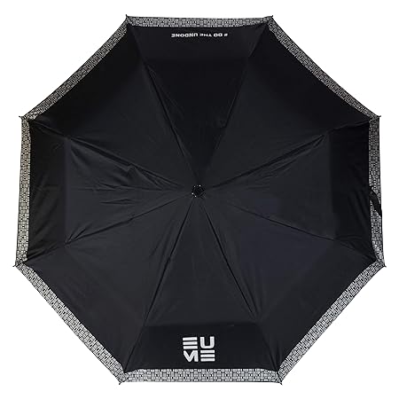 3 Fold Premium UV Coated Black and Silver Umbrella in Black