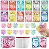 Valentines for Class, Class Valentines Day Gifts for Kids, Valentines Gifts for Kids Classroom, 24 Pack Squishy Valentine Toys & Cards Set, Bulk Valentines Day Gifts Cards for Kid Classroom School