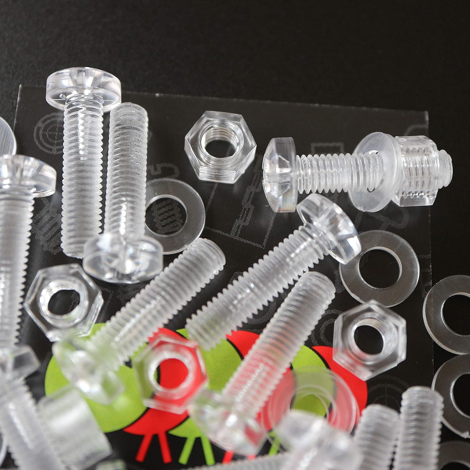 Pack of 20 Transparent Clear Plastic Acrylic M5 x 20mm Nuts & Bolts, Washers - Acrylic Plastic Screws - Image 5