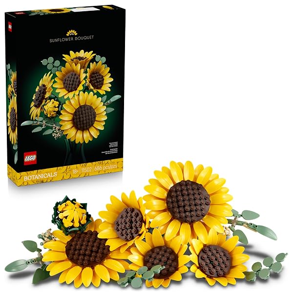 LEGO BOTANICALS SUNFLOWER BOUQUET BUILDING SET FOR ADULTS, AGES 18+ – GIFT FOR BIRTHDAYS – ARTIFICIAL FLOWERS FOR HOME OFFICE, BEDROOM OR DESK DECOR – 11502