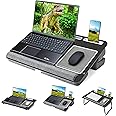Lap Desk for Laptop with Cushion, Adjustable Laptop Desk for Bed - Fits Up to 17" Laptop, Computer Tray Table with Tablet & Phone Holder, Foldable Lap Desks for Adults with Mouse Pad & Wrist Rest