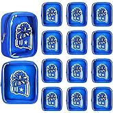 Sunnymove Valentine's Day 12 Pcs 6"x5'' Cheer Makeup Bags Cheerleading Bags for Team Gift Bulk Blue Cheer Pom Chenille Patch Cosmetic Waterproof Travel Cheerful Goodie Gift for Women Cheerleader Coach