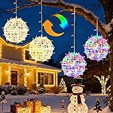 Fairdeer 4 Pack 11.81" Christmas Light Balls Outdoor with Remote & Timer, Color Changing Hanging Sphere Xmas Lights, 11 Modes Dimmable Globe Lights with Plug for Outside Trees Yard Patio Indoor Decor