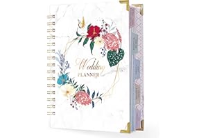 YOUTHAMAZING Wedding Planner - Wedding Planner Book/Organizer for The Bride with 5 Tabbed Sections, 6.3" x 8.4", Hardcover with Metal Corner, Inner Pocket, Sticker