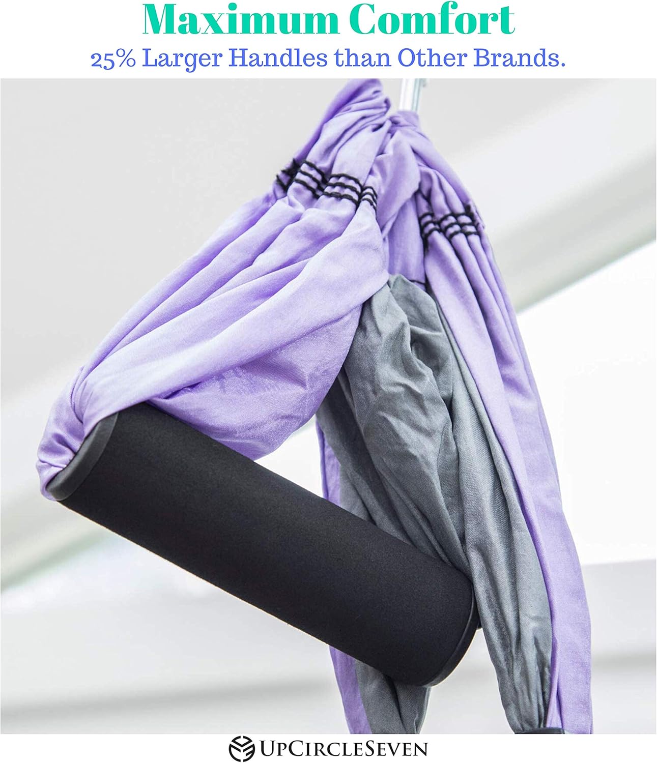 UpCircleSeven Aerial Yoga Swing Set - Yoga Hammock/Sling Kit + Extension Straps & Guide - Inversion Swing for Beginners & Kids - Ceiling Hanging Yoga Sling (Purple/Grey) : Sports & Outdoors