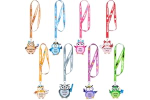 BeYumi Owl Hall Lanyards Passes – 8 Sets Hall Lanyards Passes Classroom Passes Set Unbreakable PVC Classroom Passes for Bathroom Restroom Library Office Hall Lanyards Passes for Nurse Boy Girl Teacher
