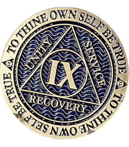 9 Year AA Sobriety Medallion - Personalized Antique Bronze Recovery Chip