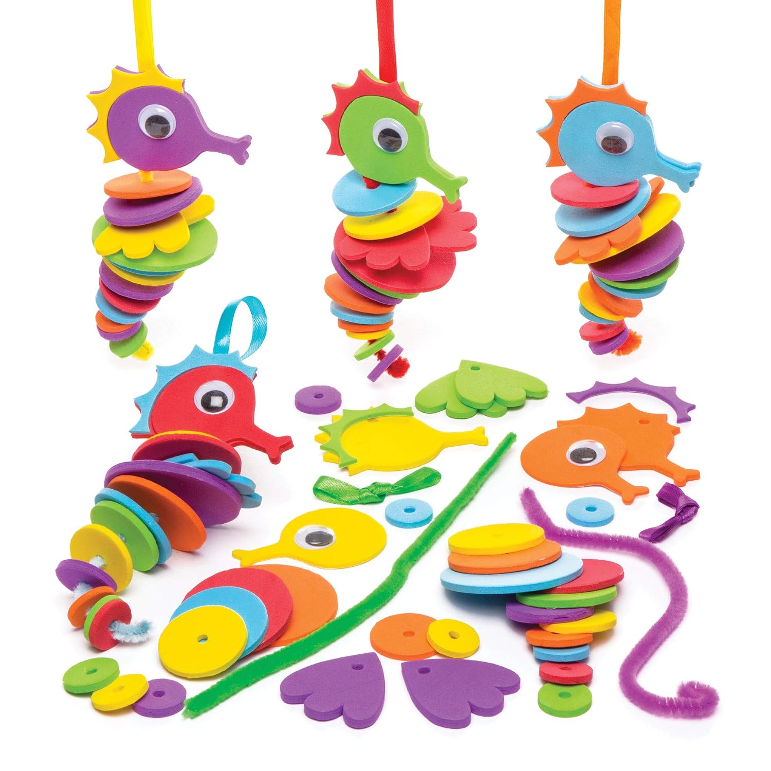 Baker Ross AW679 Make Your Own Seahorse Kit (Pack of 6) Toddler Art Supplies, Party Fillers and Activities., Assorted
