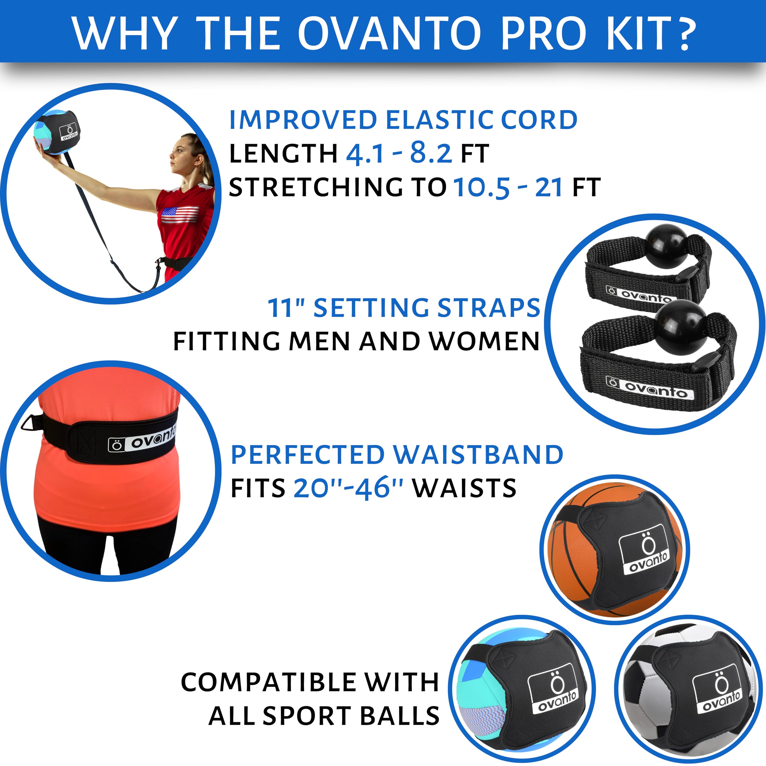 OVANTO Volleyball Training Equipment Aid – Solo Volleyball Equipment in 4 Styles to Serve, Spike, Set and Pass Like a Pro - Adjustable Volleyball Practice Equipment Gift for Beginners & Experts