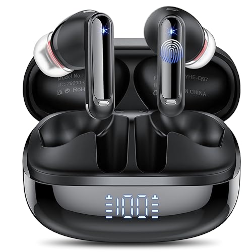 Wireless Earbuds, Bluetooth 5.4 Headphones HiFi Stereo, Ear buds with 4 ENC Noise Cancelling Mic, IP7 Waterproof in Ear Earphones, 40H, LED Display Earbuds, Touch Controls Wireless Headphones, USB C
