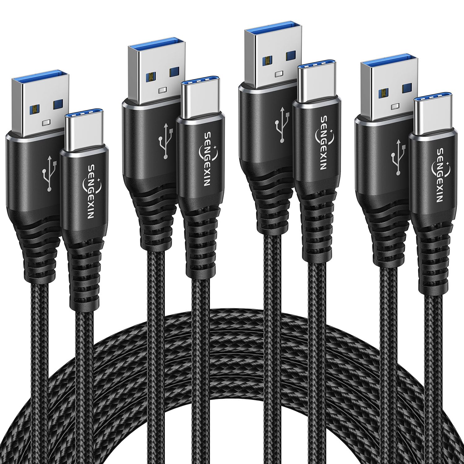USB Type C Cable Fast Charge(4Pack,1M+2M+2M+3M),3A Charging Lead Charger Cord For Samsung Galaxy S20 S21 Plus Ultra FE 5G,A51 A71 A50 A21 A30 A41,iPad Pro 2018,Sony Xperia XZ,HTC 10/U11,OnePlus 5T 6T