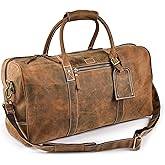 Leather Village Leather Duffel Bags for Men & Women-Stylish Travel Weekender Carry-On Sports Gym Overnight Luggage Bag - 20 Inch - Vintage Brown