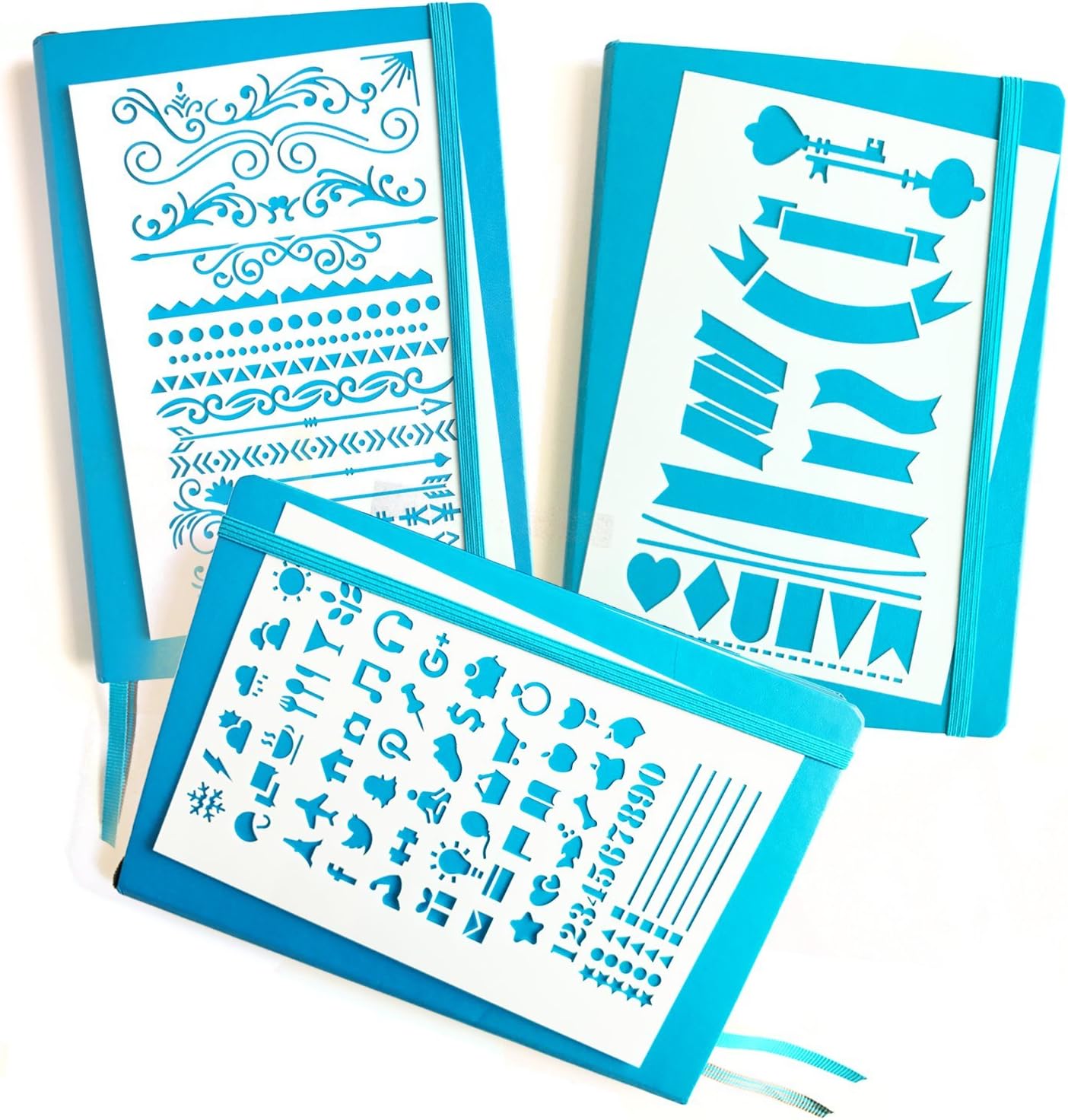 Journal Stencil Set - Banners, Dividers, Icons | Fits Leuchtturm & Moleskine A5 Bullet/Dot Notebooks | Best Used with Huhuhero Fineliners & Sakura Micron Pens …