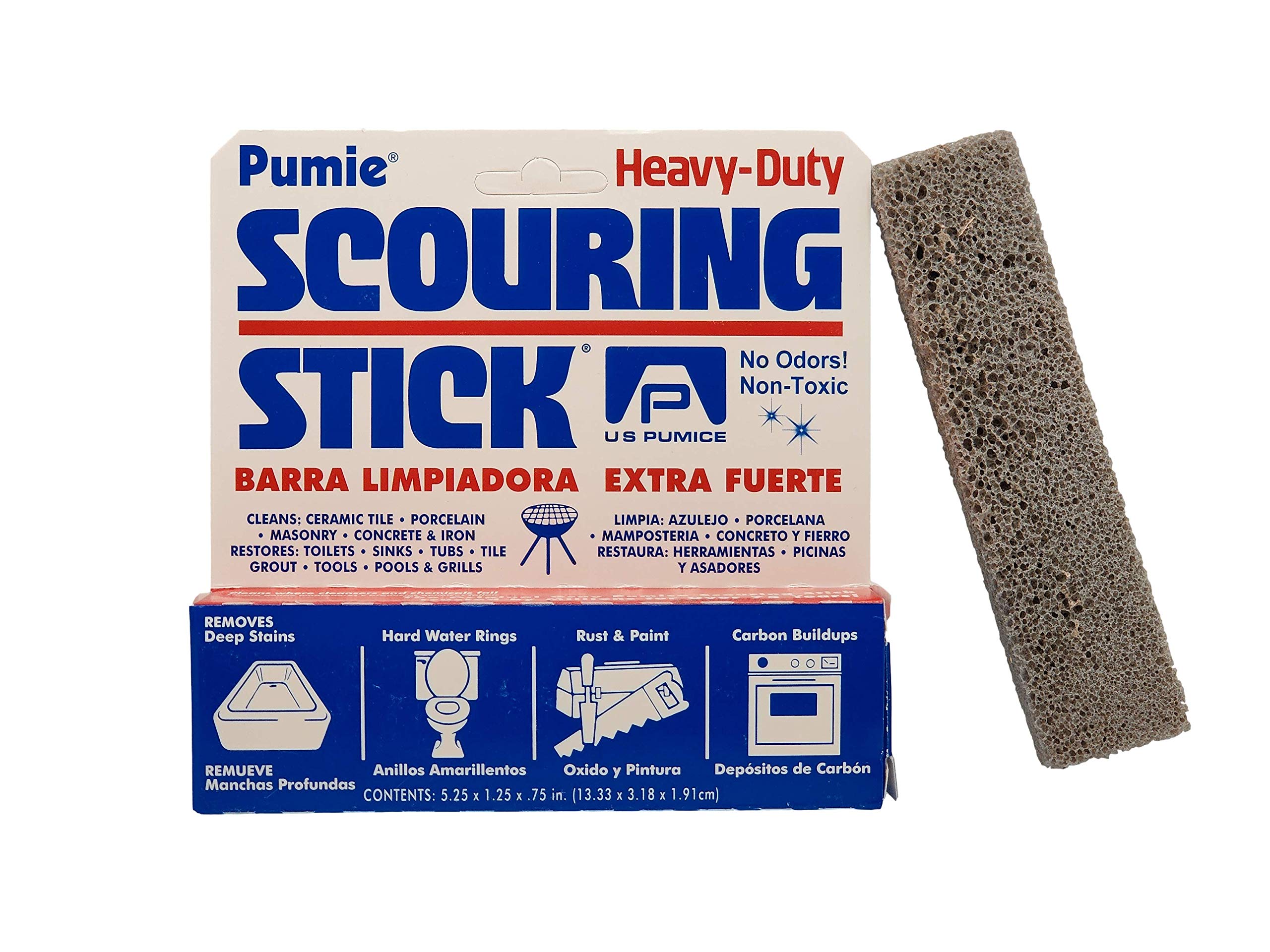 6-Pack PUMIE HDW Scouring Stick for Toilet Bowl Cleaning, Cleans Toilet Bowl Hard Water Rings, Buildups, Rust & Tough Stains, Perfect Pumice Stone for Cleaning Bathtub, Pools, Kitchens, Sinks & Grills