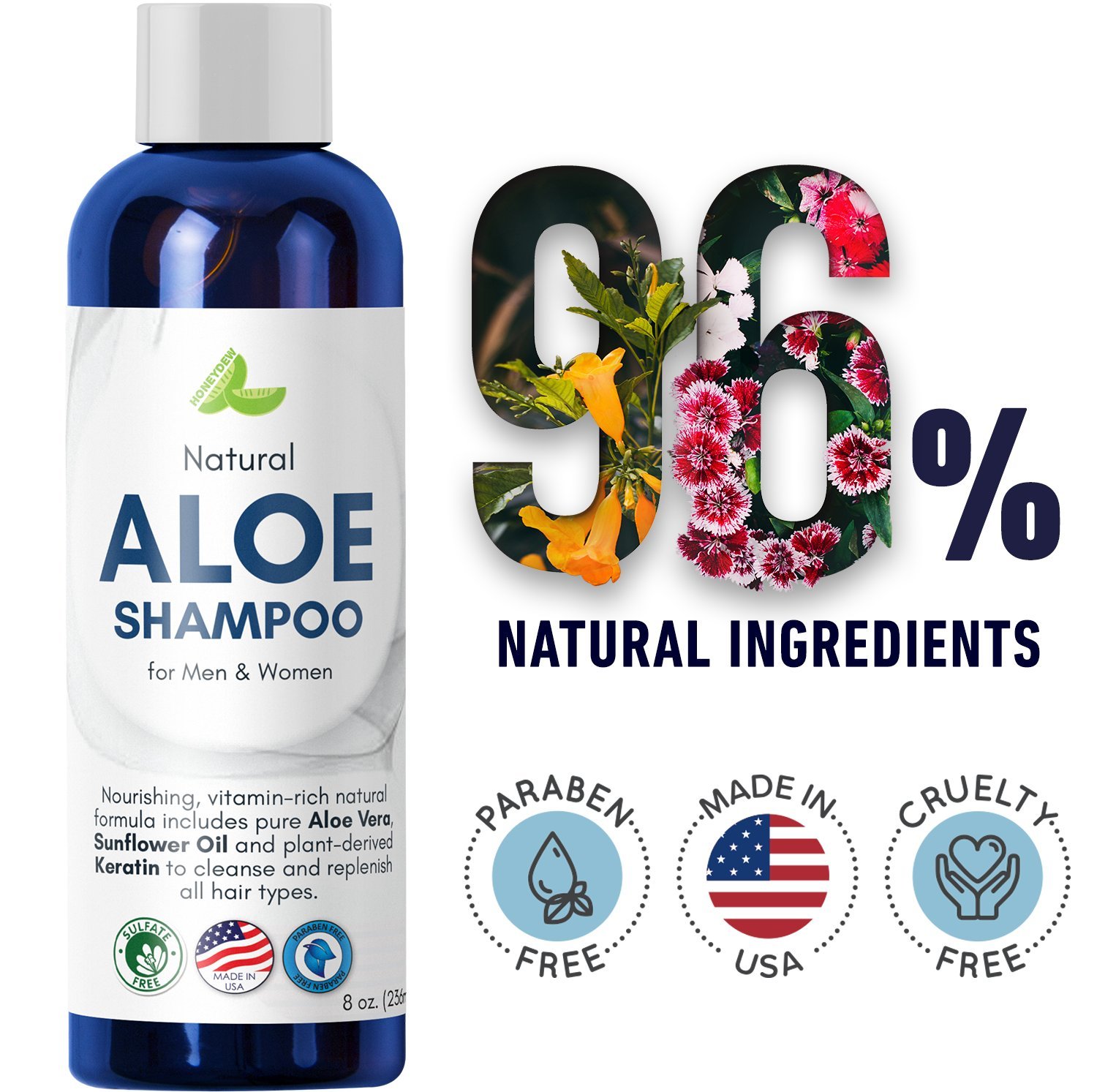 Honeydew Products Aloe Vera Shampoo with Sunflower & Keratin Natural