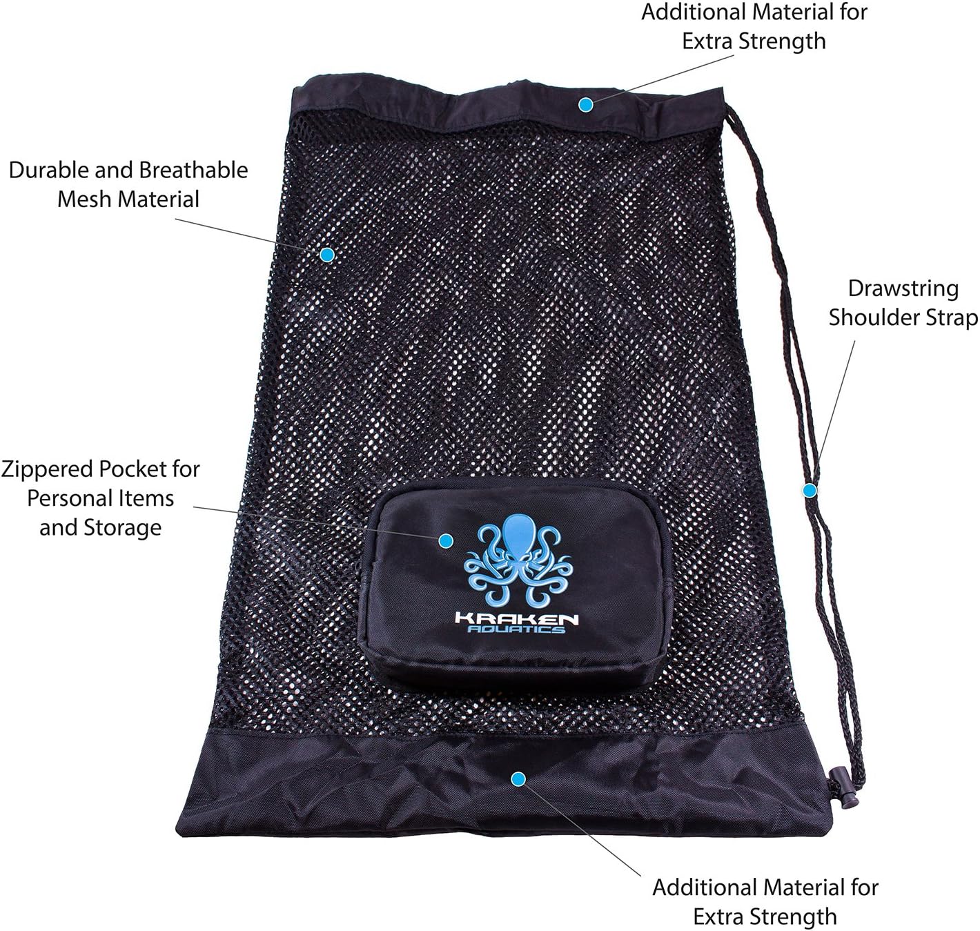Kraken Aquatics Compact Mesh Gear Bag | for Scuba Diving, Snorkeling, Swimming, Beach and Sports Equipment : Sports & Outdoors