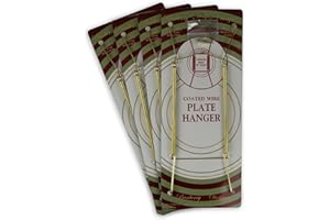 BANBERRY DESIGNS Brass Vinyl Coated Plate Hanger 10 to 14 Inch Pack of 4 Hangers - Plate Hangers for The Wall