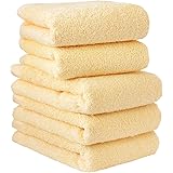 hiorie(ヒオリエ) 日本製 ホテルスタイルタオル フェイスタオル 5枚セット パウダーイエロー(選べる18色) 瞬間吸水