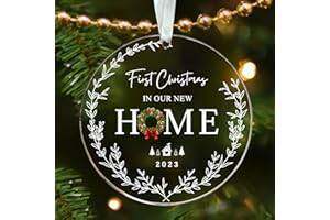 HUNIGIFT New Home Ornament 2023 - Housewarming Gifts for New House, New Home Gift Ideas, Housewarming Gifts New Home - House Warming Gifts New Home - First Christmas in New Home Ornament - Acrylic Ornament