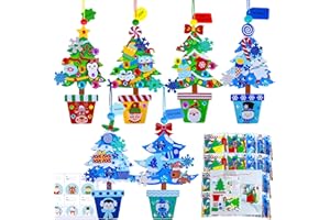 Winlyn 24 Sets Christmas Craft Kits Winter Crafts DIY Potted Christmas Tree Ornaments Decorations Art Set Festive Foam Sticke