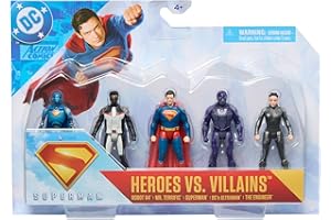 DC Comics, Superman Heroes Vs. Villains 5-Pack, 3-Inch Action Figure, Stylized Superhero Figures with Dynamic Poses and Battle Ready Armor, Kids Toys for Ages 4+