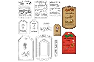 CRASPIRE Gingerbread Man Label Clear Rubber Stamps Christmas Bat Pumpkin Recipes Reusable Silicone Transparent Seals for Holiday Xmas Cards Making DIY Scrapbooking Photo Album Decorative