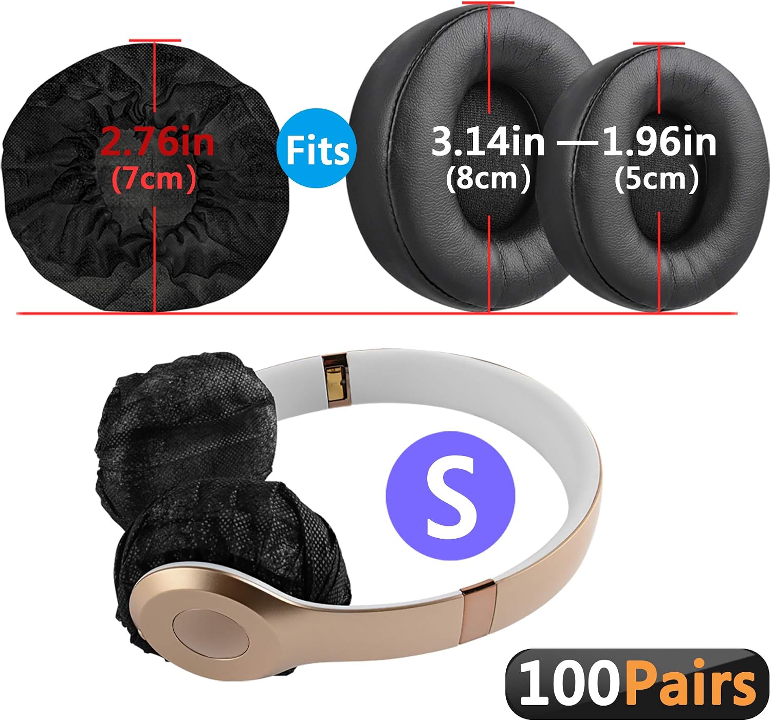 Geekria 100 works Disposable Ear Covers for AKG Y500, Beats Solo 3, Solo 2, JBL TUNE 500BT, Sennheiser HD 239 Headphones - Image 3