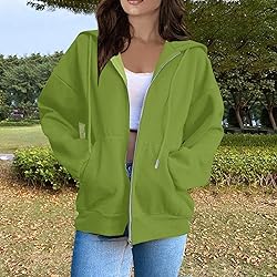 MKLUNJOP Jackets For Women Trendy Zip Up Hoodie