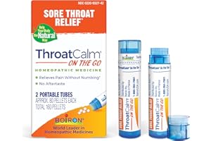 Boiron ThroatCalm On The Go Travel Essential for Relief of Sore Throat, or Scratchy, Red or Dry Throat, and Hoarseness - 2 Count (160 Pellets)