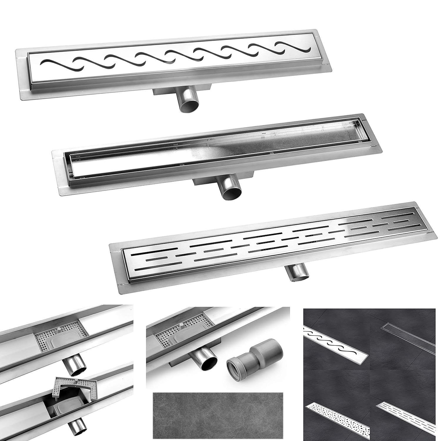 Penola, 20x20 cm S SIENOC Desagüe de ducha de acero inoxidable