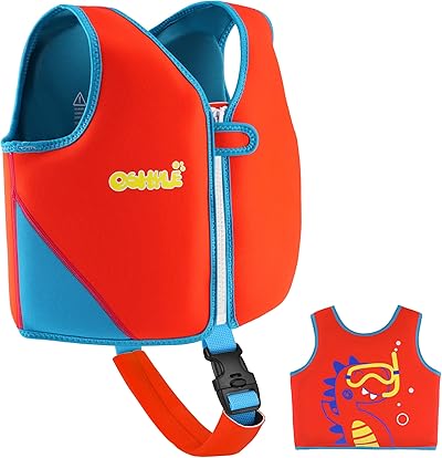 OSHYLE Schwimmweste Kinder 1-9 Jahre - Neopren Schwimmlernhilfe mit Reißverschluss und Sicherheitsgurt, Jungen Mädchen Schwimmhilfe