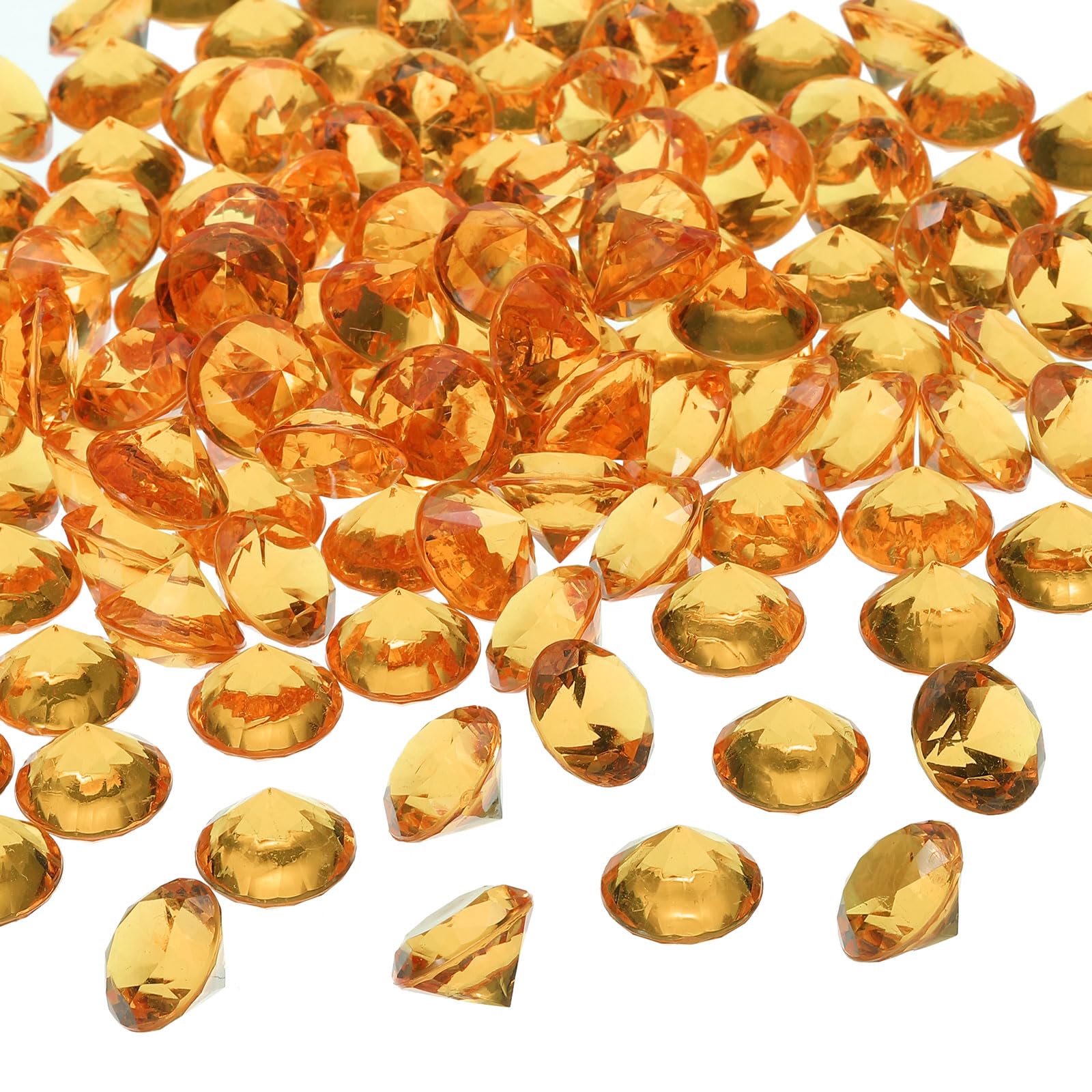 PATIKIL 270Pcs Acrylic Diamonds Vase Fillers Plastic 19mm Fake Crystals Gems Wedding Table Scattering Diamond Confetti for Wedding Decor Bridal Shower Party, Orange (500Grams/1Pound)