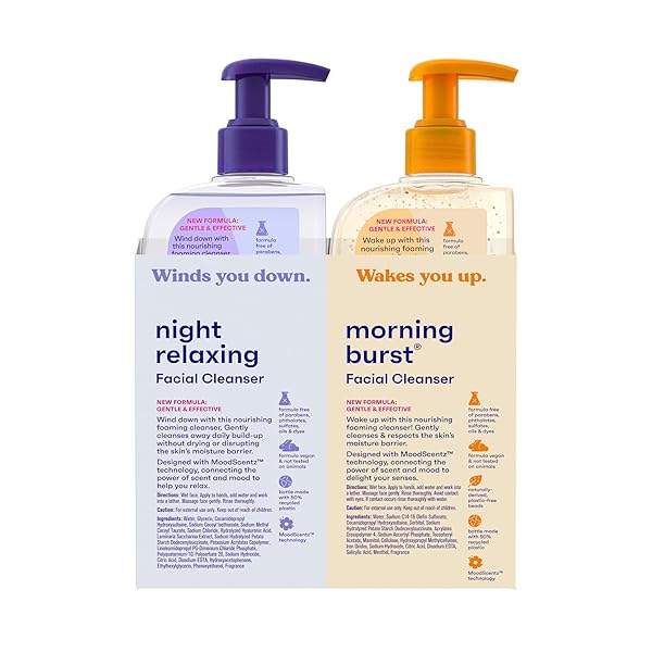 CLEAN & CLEAR 2-PACK OIL-FREE FACIAL CLEANSERS WITH CITRUS SCENT, MORNING BURST AND NIGHT RELAXING, 16 OZ