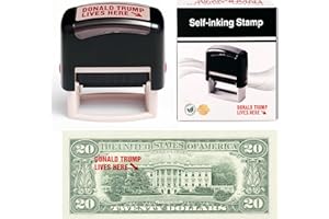 YIPINTANG Donald Trump Lives Here Stamp - Self Inking Red Ink Stamp for Money, Office Supplies, Election Party Decorations, Novelty Gift, Trump Merchandise, Funny Political Office Supply (1 Pack)