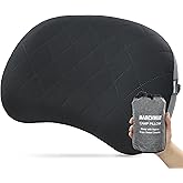 MARCHWAY Ultralight Inflatable Camping Pillow with Soft Washable Cover, Compact Compressible Portable Travel Air Pillow for Outdoor Camp, Sport, Hiking, Backpacking Sleep (Black)